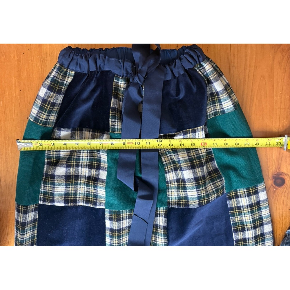VTG Talbots Wool Plaid Patchwork Maxi Skirt Velvet 70s Style Boho Revival Sz S - Picture 12 of 16